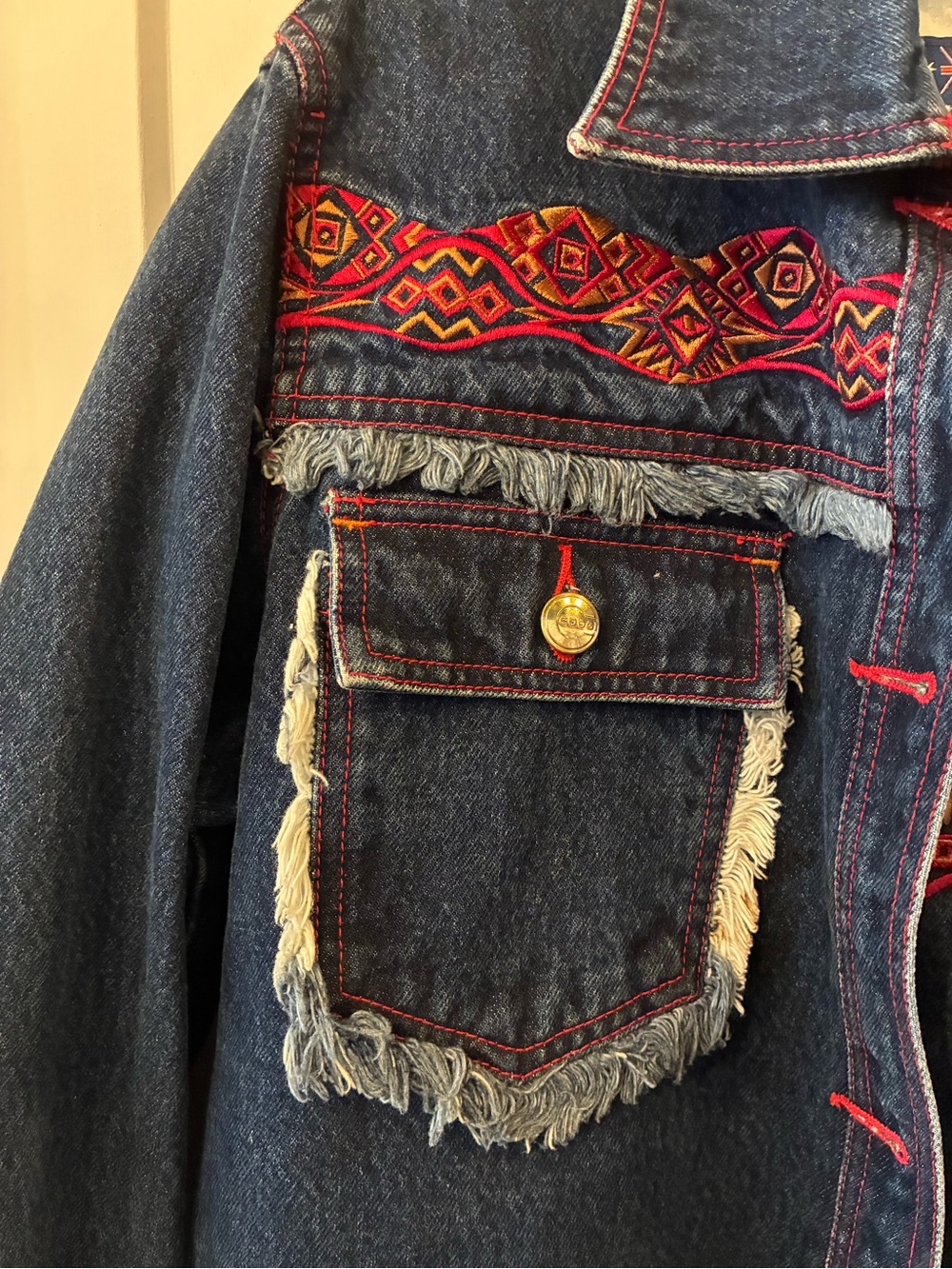 COOGI Dark Blue Denim 2-Piece Matching Set with Red Trim - Picture 3 of 10